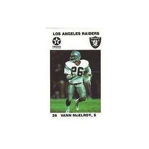   1988 Texaco Los Angeles Raiders #1 Vann McElroy Card 