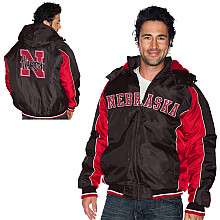 III Nebraska Cornhuskers Mens Oxford Jacket with Detachable Hood 