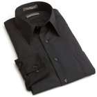   Sleeve Wrinkle Free Fitted Poplin Solid Shirt, Black, 16.5   36/37