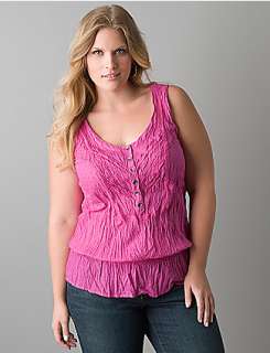 Plus size Lace accent crinkle tank by DKNY JEANS  Lane Bryant