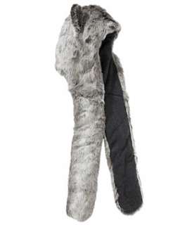 Mid Grey (Grey) Wolf Fur Hooded Scarf  249309207  New Look