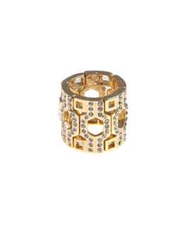 Gold (Gold) Gold Stretch Hex Ring  250379193  New Look
