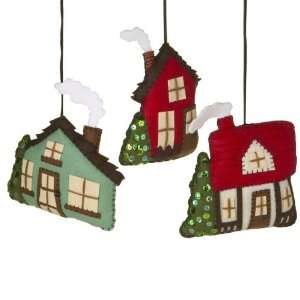   Hand Crafted Cabin Christmas Ornaments, Set of 3