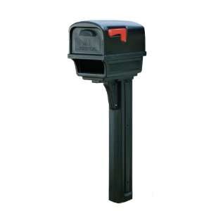   Large Deluxe Plastic Mailbox and Post Combo, Black