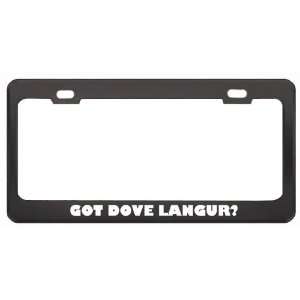 Got Dove Langur? Animals Pets Black Metal License Plate Frame Holder 