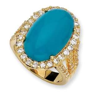   Silver Gold Plated CZ & Turquoise Fashion Ring Arts, Crafts & Sewing