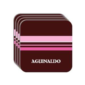 Personal Name Gift   AGUINALDO Set of 4 Mini Mousepad Coasters (pink 