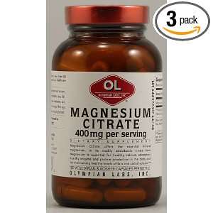  Olympian Labs Magnesium Citrate 400 Mg   100 Capsules, 3 