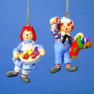  Set of 2 Raggedy Ann and Andy With Treats Christmas 