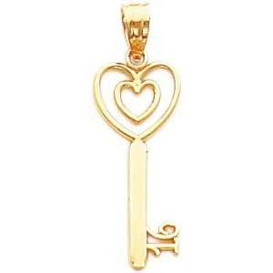  14K Gold 16 Heart Key Charm Jewelry