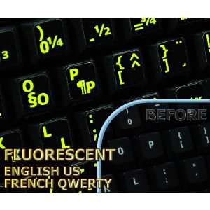   Glowing fluorescent French QWERTY keyboard sticker