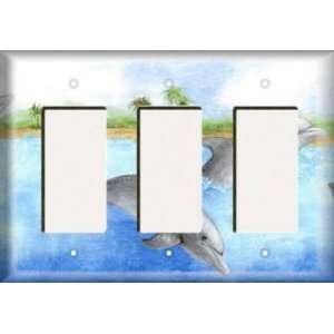  Three Rocker Plate   Playful Dolphins