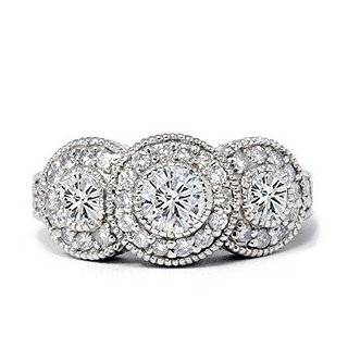 Sale 1.50ct Vintage Diamond Engagement Ring 3 Stone Antique Bezel 