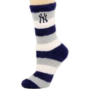New York Yankees Ladies Multi Striped Feather Slipper Socks  