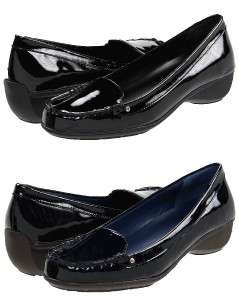   RALPH LAUREN WOMENS BLACK / NAVY WEDGE LOAFER MOCCASIN SHOES  