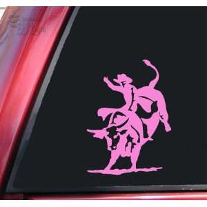 Bull Rider Riding Rodeo Vinyl Decal Sticker   Pink