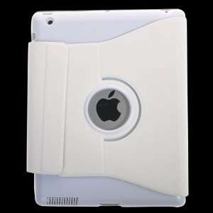   in 1 PU Leather Case Hard Plastic Cover for New iPad (White