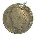 Vintage Silver   1883 Spain Espana 1/2 Ceseta Coin   Pendant   (9084)