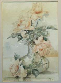 Fine Floral Watercolor Painting Irving R. Wiles c. 1883  