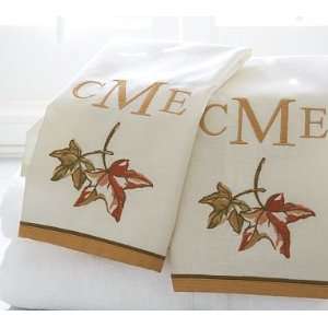 Pottery Barn Autumn Leaves Embroidered Guest Towels, Set of 2  