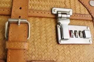 Lederkoffer Koffer Leder braun Vintage Oldtimer Bastgeflecht 76 x 44 x 