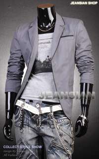 3mu Mens Designer Slim Fit Jacket Blazer Coat Shirt Stylish 3 Colors S 