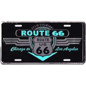   Plate   6 x 12 Metal License Plate Route 66 (Turquoise) Automotive