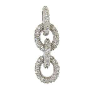   Pave Clear Cubic Zirconia Circles Pendant Necklace with C Jewelry