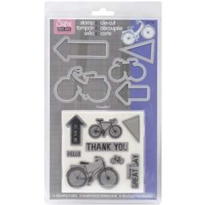   Framelits Dies 5/Pkg With Clear Stamps Bicycle Arts, Crafts & Sewing