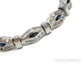 Estate 6.00ct Diamond 14K Gold Sapphire Cluster Bracelet NR  