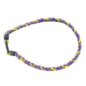  Titanium Ionic Braided Necklace   Purple/Gold