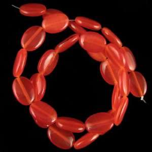  14mm red fiber optic cats eye flat oval beads 15