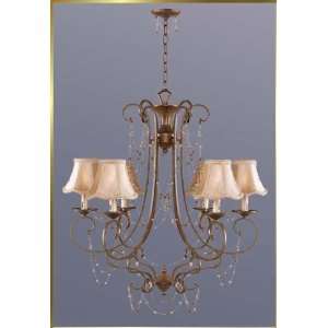  Wrought Iron Chandelier, JB 7071, 6 lights, Aged Gold, 28 