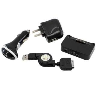   Wall Charger + Car Charger + USB + Dock for iPhone 3G 3GS Black  