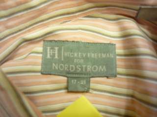 Hickey Freeman long sleeve 100% cotton button front shirt size 17 35 