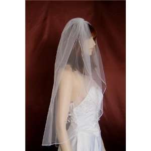    1T White Fingertip Beaded Floral Motif Wedding Bridal Veil Beauty