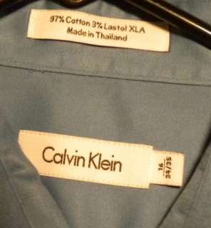 CALVIN KLEIN LONG SLEEVE BLUE DRESS SHIRT SZ 16 34/35  