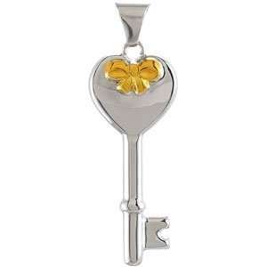 Jewelry Locker Sterling Silver Key & Heart Charm with Yellow Plated 