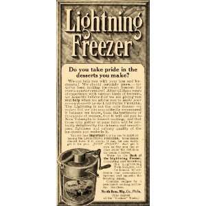 1910 Ad Lightning Freezer Frozen Sweets Ice Cream North   Original 