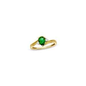   Lab Created Emerald and Diamond Accent Bypass Ring in 10K Gold emerald