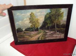 Arts & Crafts Original Oil Painting Birch Trees & LAVENDER by 