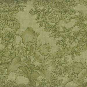 QUILT FABRIC 611L OLIVE GREEN LARGE FLORAL TONAL BTY  