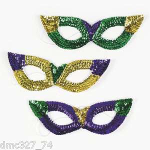 12 MARDI GRAS Party Costume Sequin Masks   NEW  