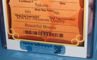 Sakura   Authenticated Ty Beanie Baby MWMT MQ  