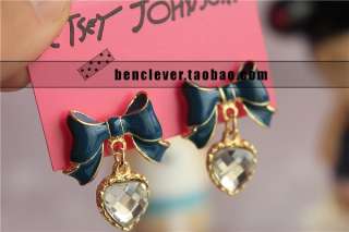 912 Korean Fashion bow with crystal Earrings  