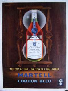 Original 1960 MARTELL Cordon Bleu Brandy ADVERT AD  