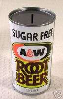 Vintage 1970s A&W Root Beer Tin Pop Can Piggy Bank  