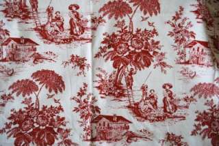 French Country Farm Toile Fabric Table Cloth 110cm Red  