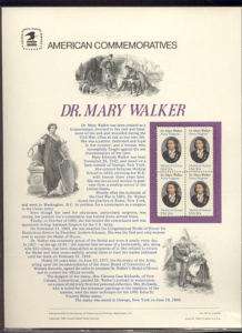 2013 20c Dr. Mary Walker USPS Cat. #167 Commem Panel  