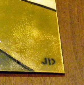 Cubist Enamel on Copper Plaque on Teak Judith Daner  